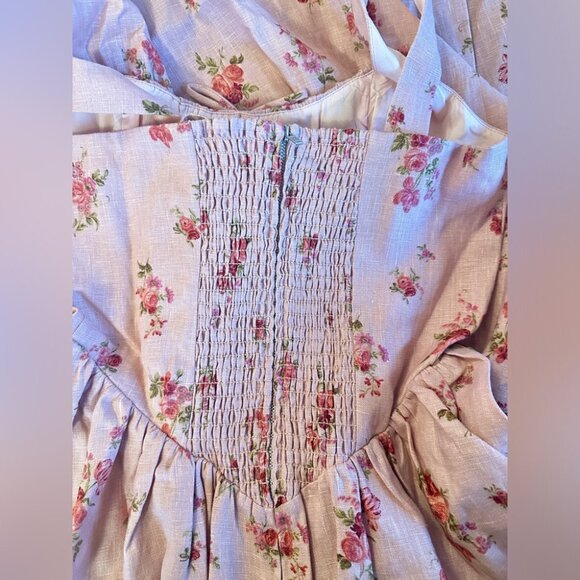 NWT Reformation Balia Linen Midi Dress in Tea Time Pink Floral | size 4 - Picture 12 of 15